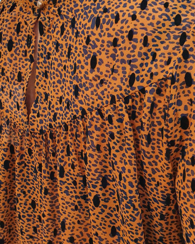 Blouse rouille voilage imprimé léopard