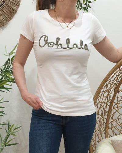 T-Shirt blanc Oohlala kaki