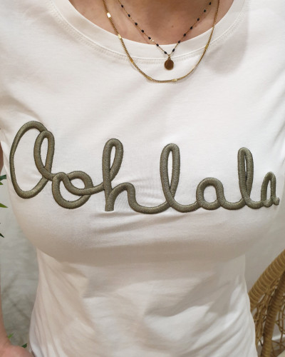 T-Shirt blanc Oohlala kaki