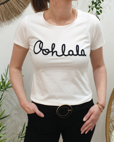 T-Shirt blanc Oohlala noir