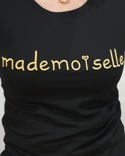 T-Shirt noir Mademoiselle doré