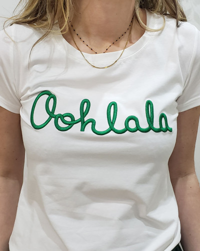 T-Shirt femme blanc Oohlala vert