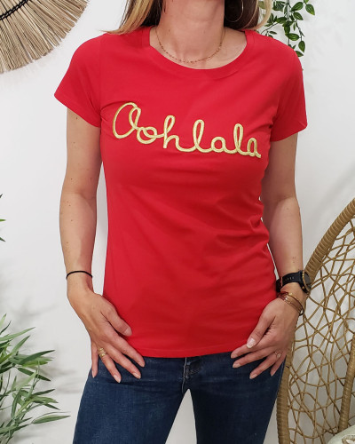 T-Shirt rouge Oohlala doré