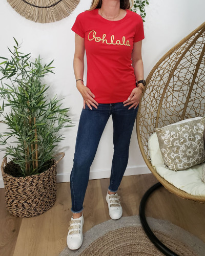 T-Shirt rouge Oohlala doré