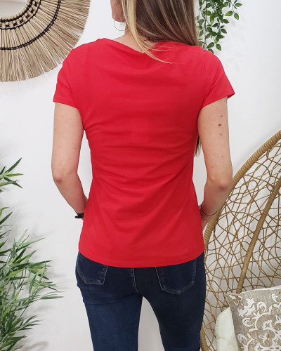 T-Shirt rouge Oohlala doré