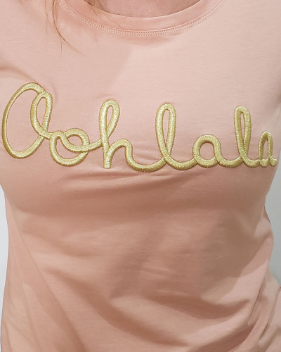T-Shirt femme rose saumon Oohlala doré