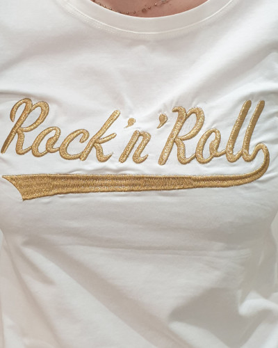 T-Shirt blanc Rock'n'roll doré