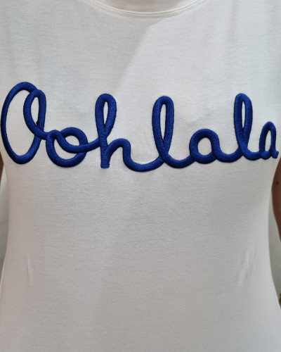 T-Shirt blanc Oohlala bleu roi