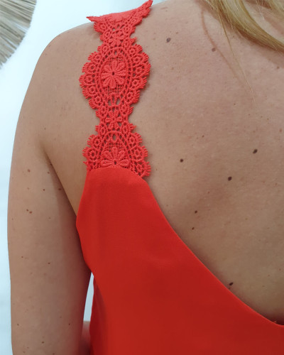 Top femme Aliya rouge corail