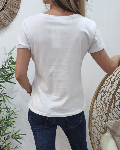 T-shirt blanc amour léopard
