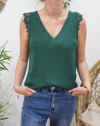 Top femme vert foncé Bertille