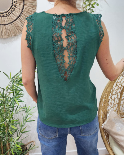 Top femme vert foncé Bertille