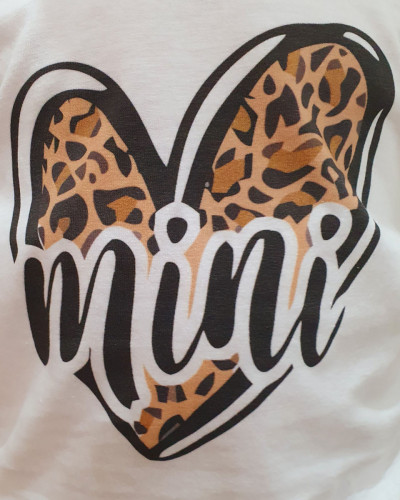 T-shirt enfant blanc Mini cœur léopard