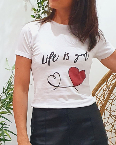 T-shirt femme blanc Life is good