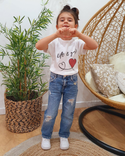 T-shirt enfant blanc Life is good