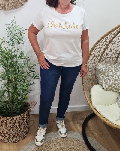 T-Shirt grande taille blanc Oohlala doré