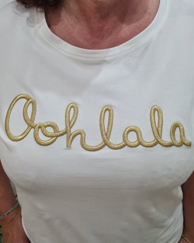 T-Shirt femme blanc Oohlala doré