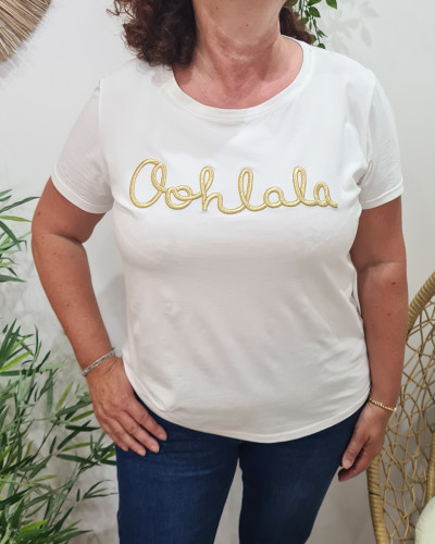 T-Shirt grande taille blanc Oohlala doré