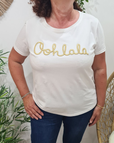 T-Shirt femme blanc Oohlala doré
