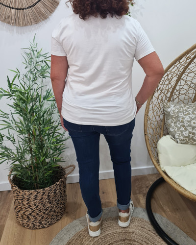 T-Shirt grande taille blanc Oohlala doré