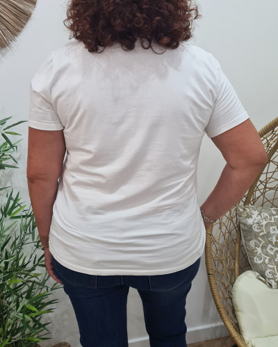 T-Shirt grande taille blanc Oohlala doré