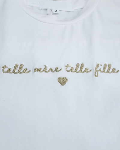 T-Shirt enfant blanc Telle mère telle fille doré