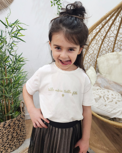 T-Shirt enfant blanc Telle mère telle fille doré