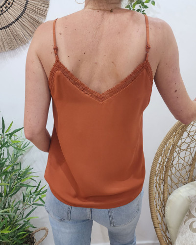 Top femme à bretelles camel Elisa