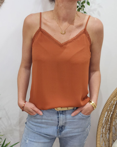 Top femme à bretelles camel Elisa