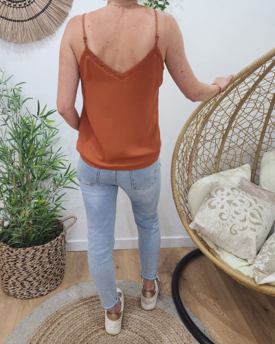 Top femme à bretelles camel Elisa