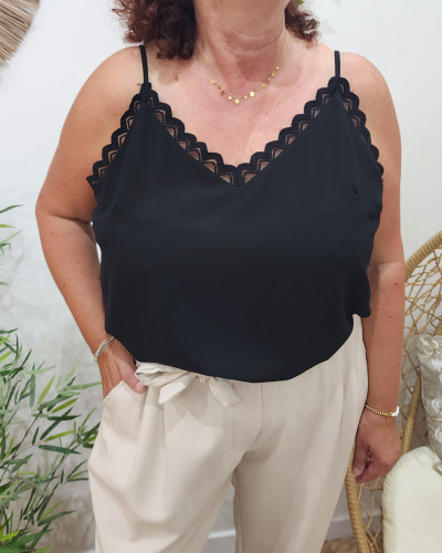 Top femme à bretelles grande taille noir Nicolette