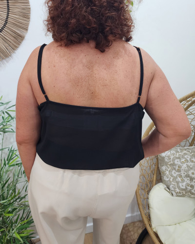 Top femme à bretelles grande taille noir Nicolette