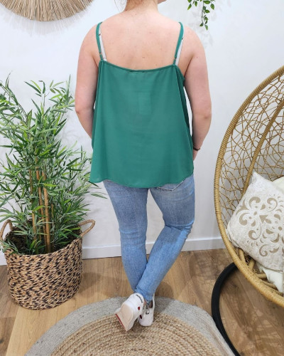 Top femme à bretelles grande taille vert Nicolette