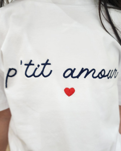 T-Shirt enfant blanc P'tit amour marine