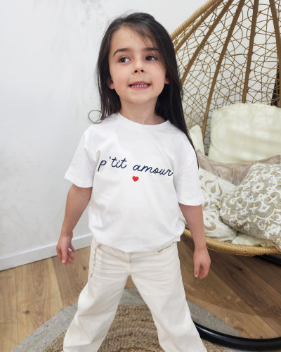 T-Shirt enfant blanc P'tit amour marine