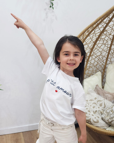 T-Shirt enfant blanc P'tit amour marine