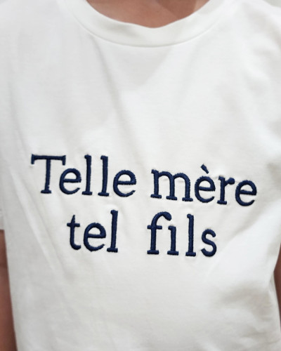 T-Shirt enfant blanc Telle mère tel fils marine