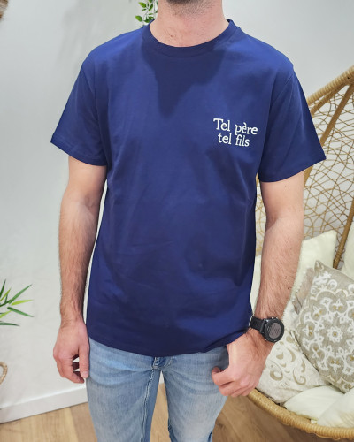 T-Shirt hommemarine Tel père tel fils blanc