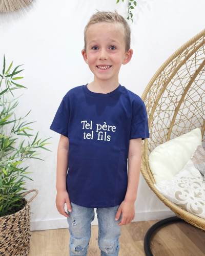 T-Shirt enfant marine Tel père tel fils blanc