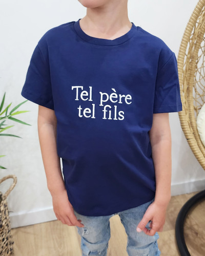 T-Shirt enfant marine Tel père tel fils blanc