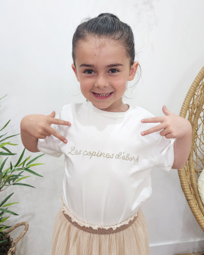 T-Shirt enfant champagne Les copines d'abord doré