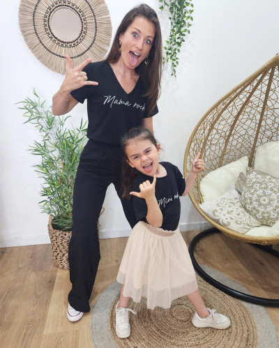 T Shirt enfant noir Mini rock blanc 22356