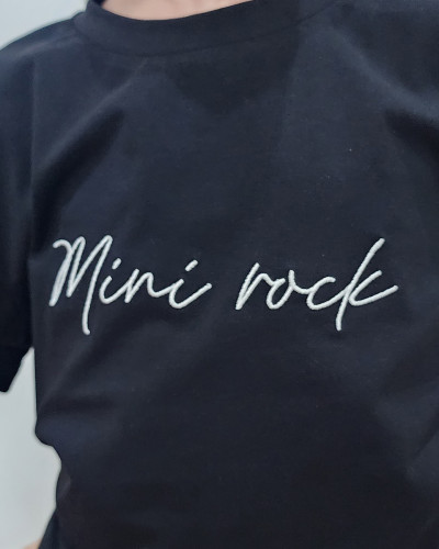 T-Shirt enfant noir Mini rock blanc