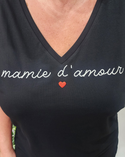 T-Shirt femme noir Mamie d'amour