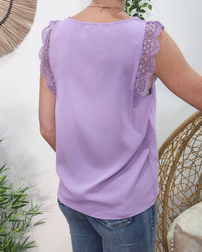 Top femme parme dentelle Adrienne