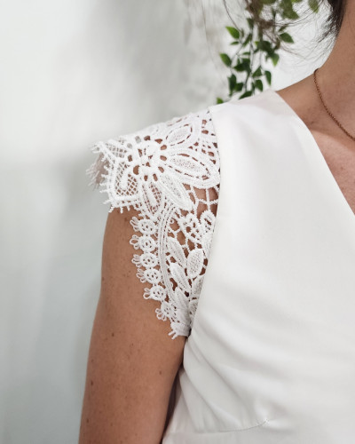 Top femme écru dentelle Noelline