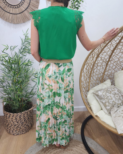 Top femme vert dentelle Noelline