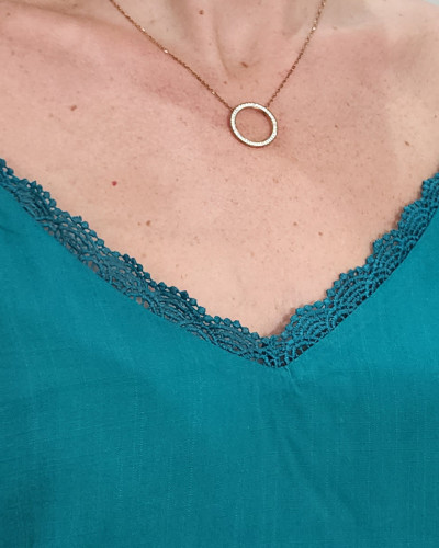 Top à bretelles femme bleu pétrole Anastasia