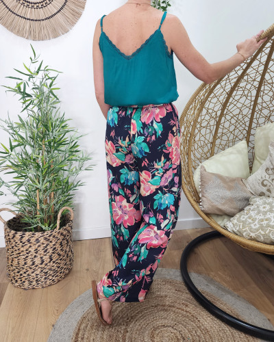 Top à bretelles femme bleu pétrole Anastasia