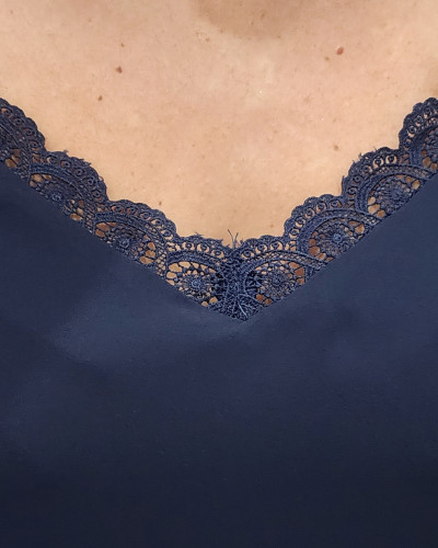 Top à bretelles femme bleu marine Barbara